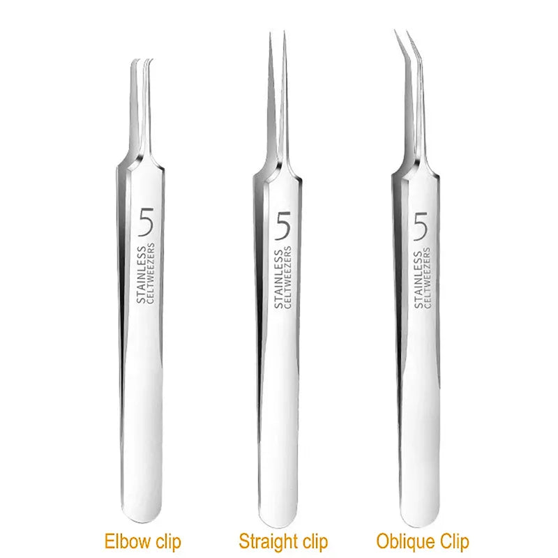 3-Piece Ultra-Fine Tweezers Set for Acne and Blackhead Removal, LK-TW13