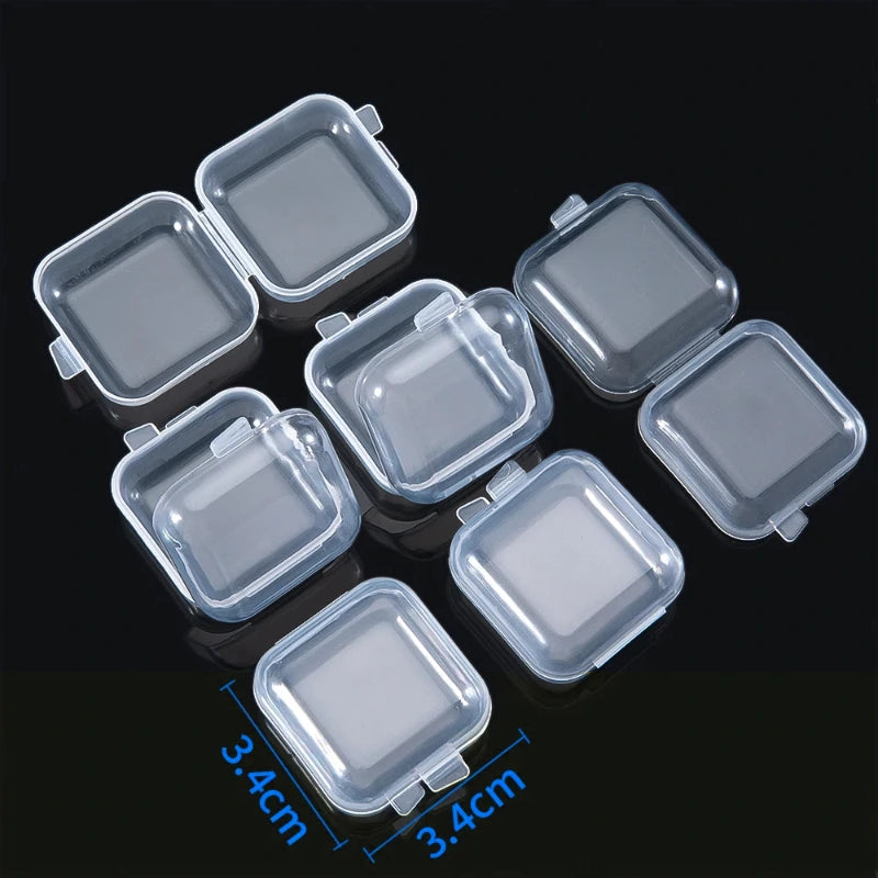 1-100pcs Mini Storage Box Transparent Square Plastic Case for Earring Ring Jewelry Packaging Portable Grocery Storage Organizer,LK-AA152