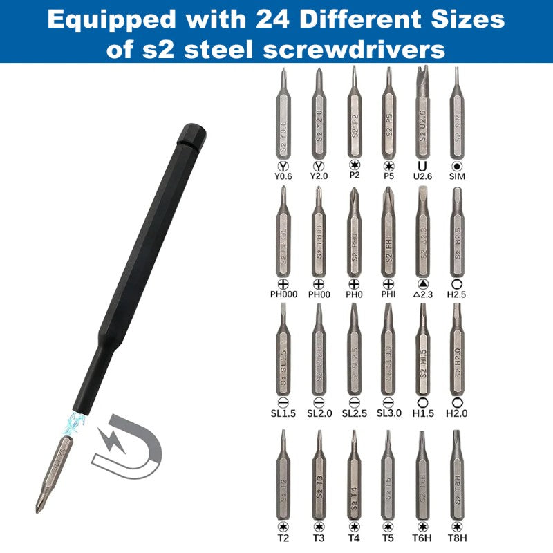 25-in-1 Screwdriver Set with Magnetic Bits – Cross Slot, Hexagonal Precision, DIY Detachable Mini Tool Box, Ideal for Smart Home, PC, and Mobile Phone Repair.LK-AA104
