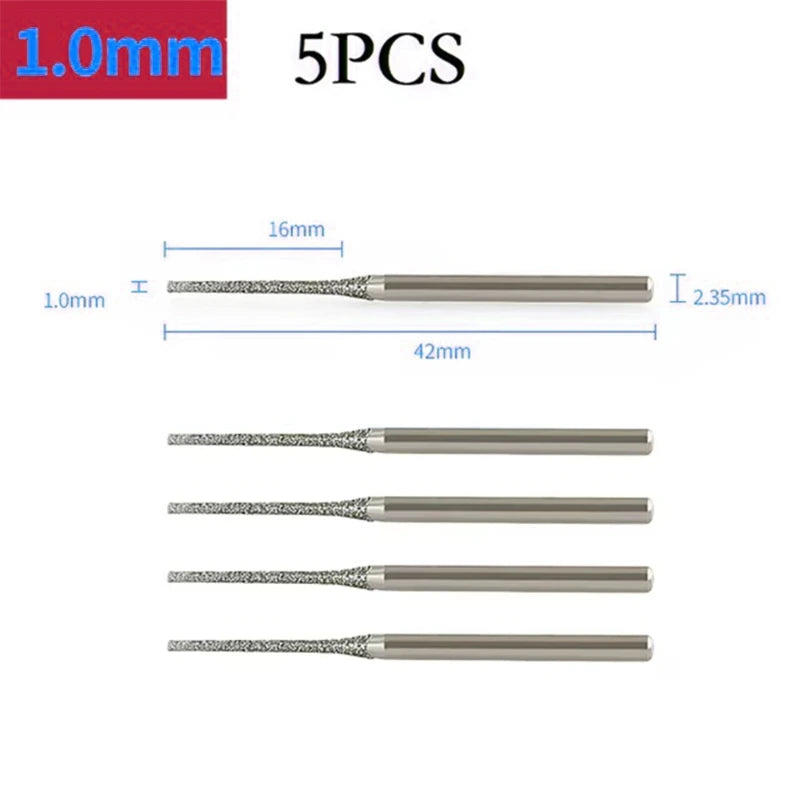 5PCS 0.8-2.5mm Diamond-Coated Drill Bits – Precision Tipped Bits for Tile, Jewelry, and Glass Drilling,LK-AA233