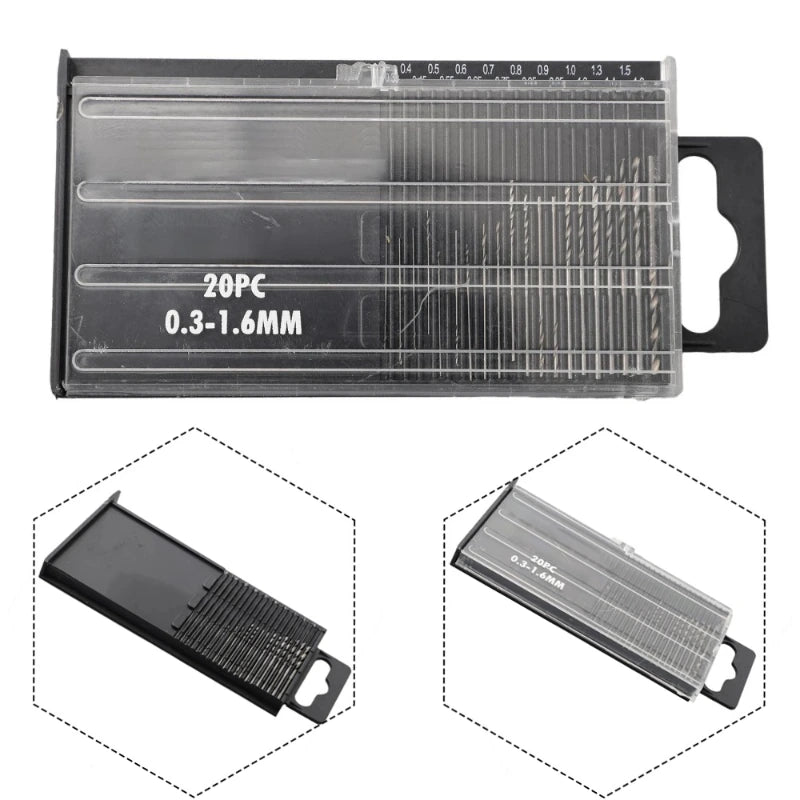 20Pcs Drill Bits For Precision Crafts Jewellery Watch Repair Model Making Hobby Work Electronics 0.3mm-1.6mm Mini HSS Spiral Dri,LK-AA154