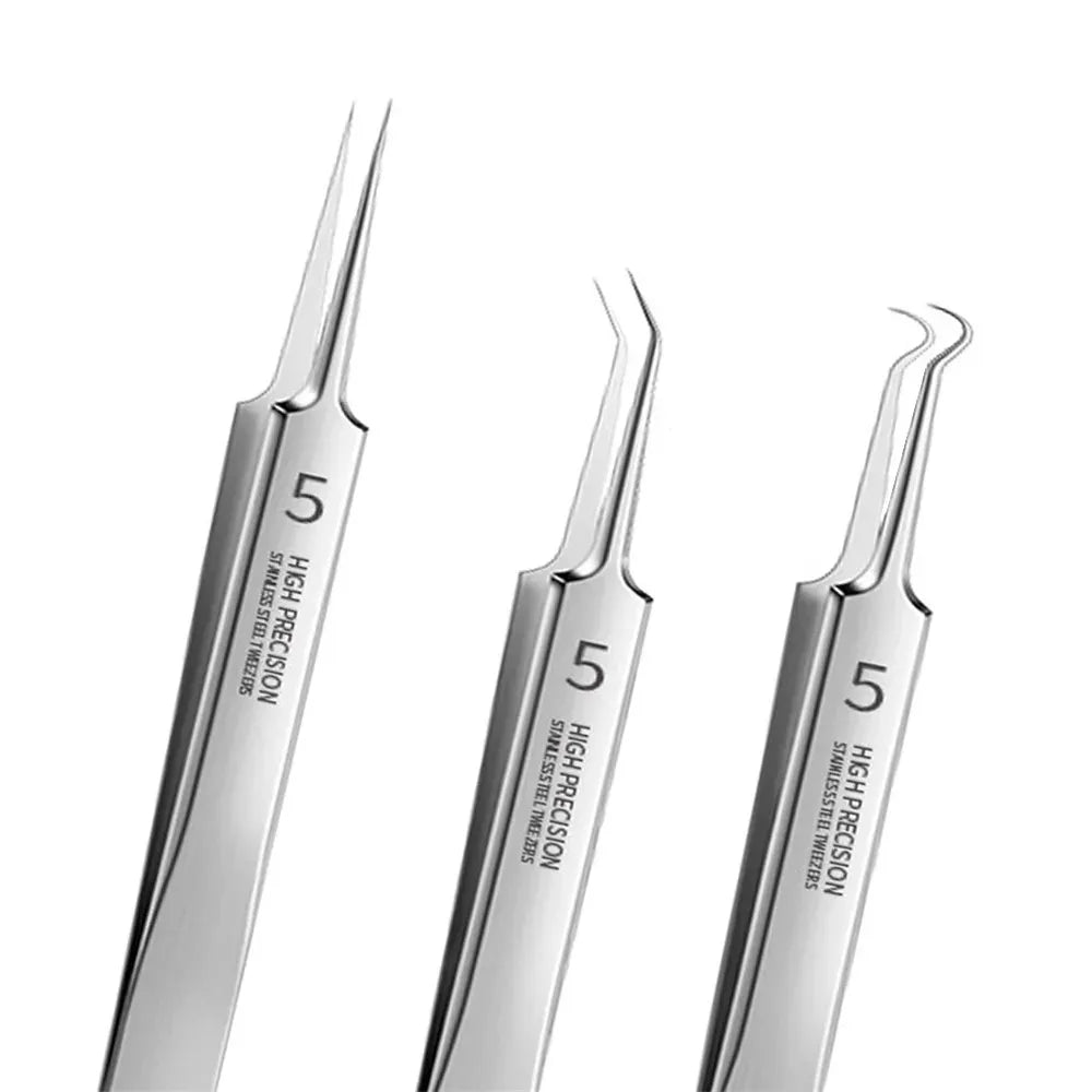 3-Piece Ultra-Fine Tweezers Set for Acne and Blackhead Removal, LK-TW13