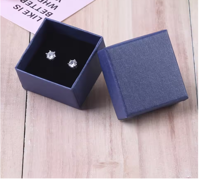 5Pcs 5x5x3cm Jewelry Gift Box Ring Earring Organizer Display Stud Packaging Travel Accessories Black Sponge Case Wedding Favors,LK-AA248