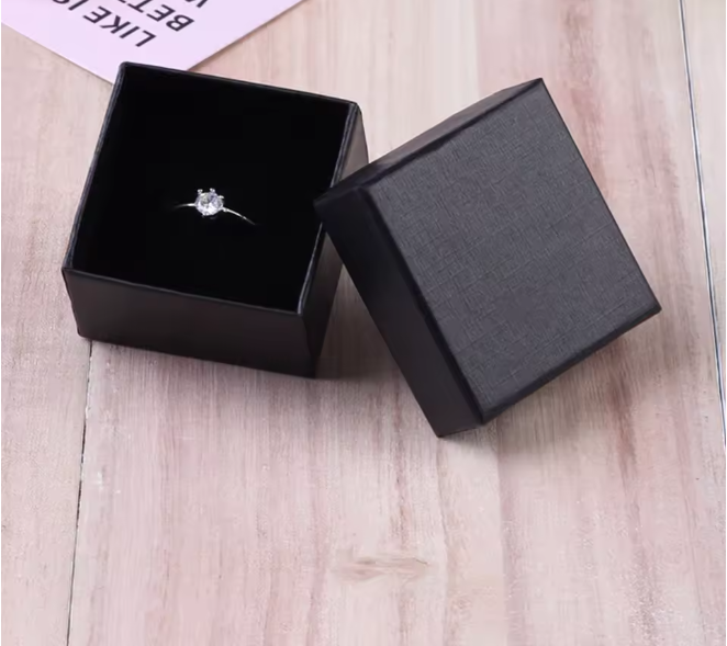 5Pcs 5x5x3cm Jewelry Gift Box Ring Earring Organizer Display Stud Packaging Travel Accessories Black Sponge Case Wedding Favors,LK-AA248