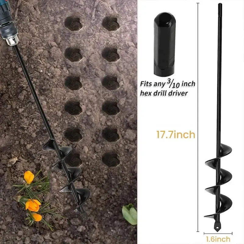 Garden Spiral Auger Drill Bit – Soil Loosening and Planting Hole Digger Tool for Gardening and Earth Drilling LK-AA379