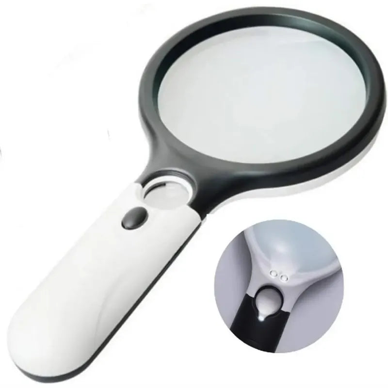 45x Handheld Magnifying Glass with 3 LED Lights for Reading and Jewelry Loupe, LK-AA43