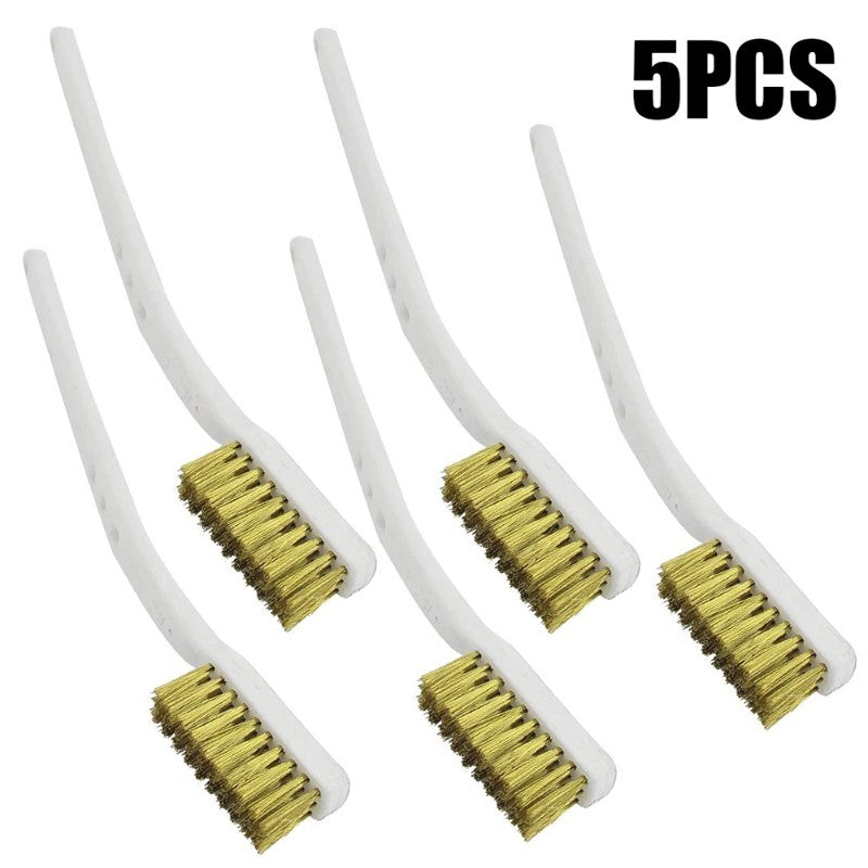 5PCS Mini Brass Wire Brush Set – 175mm Metal Cleaning Tools for Rust, Paint Removal, Polishing & Deburring,LK-AA115