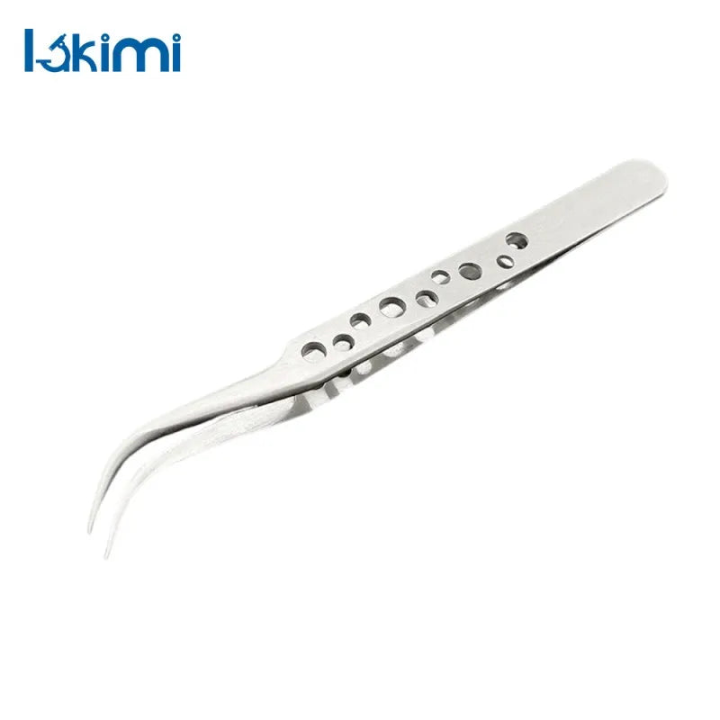 2-Piece Anti-Static Stainless Steel Tweezers Precision Angled and Straight, LK-TW11