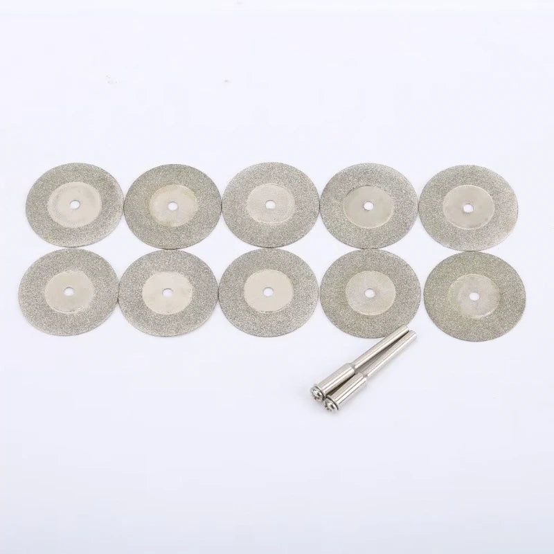 10pcs 30mm Diamond Cutting Discs Cut Off Mini Saw Blade with 2pcs Connecting 3mm Shank for Dremel Drill Fit Rotary Tool,LK-AA197