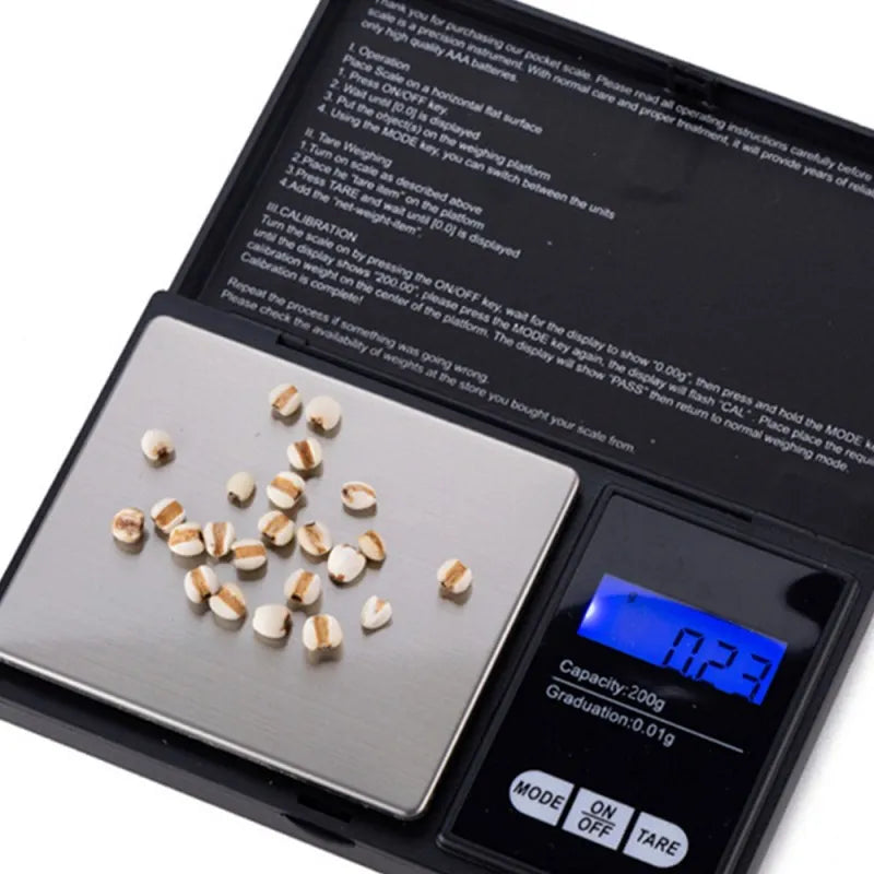 High-Precision 200g/0.01g Digital Pocket Scale with LCD Display β Ideal for Jewelry and Kitchen Weighing,LK-AA93