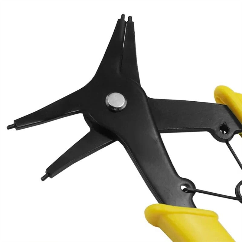 2-in-1 Internal and External Snap Ring Pliers – Spring-Loaded Dual-Purpose Tool for Mounting and Removing Circlips,LK-AA106