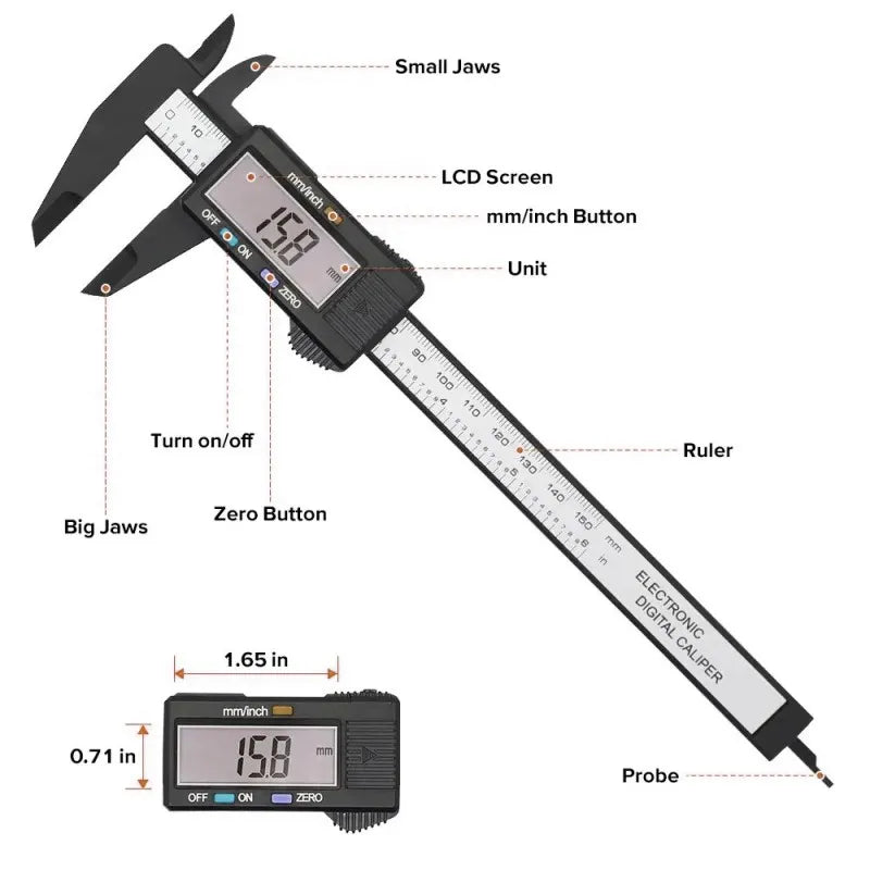 Digital Plastic Caliper for Accurate Jewelry and Craft Measurements, LK-ST06