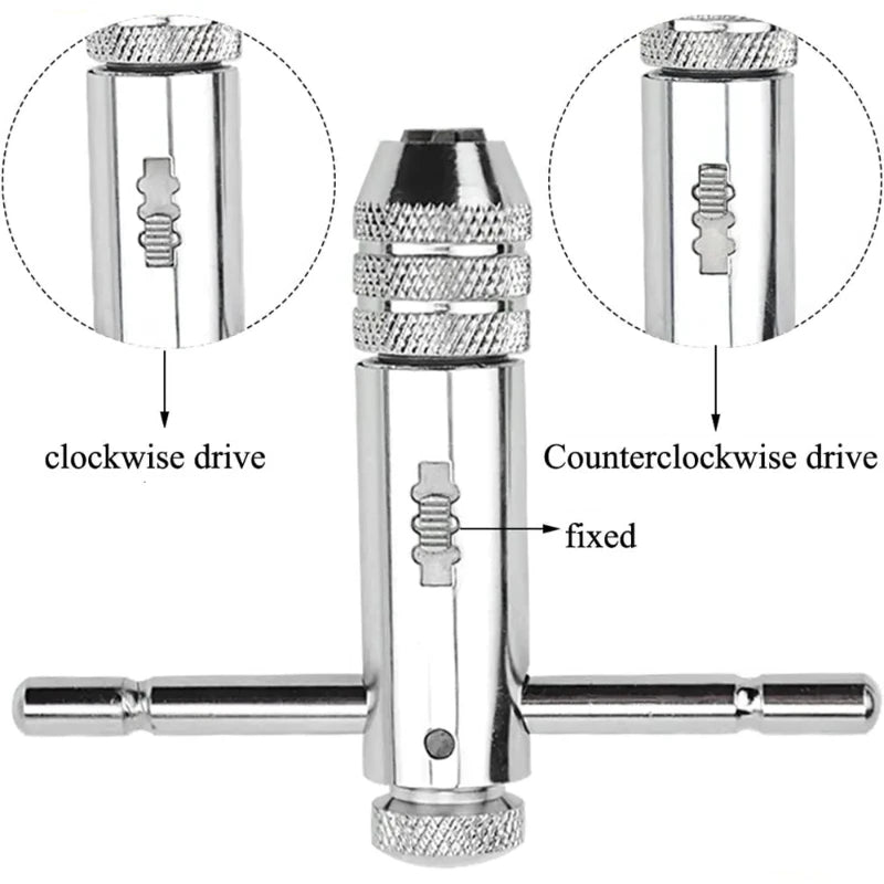 Adjustable T-Handle Ratchet Tap Reamer Hand Manual Holder Wrench M3 M4 M5 M6 M8 Metric Machine Screw Thread Plug T-shaped Tool,LK-AA159
