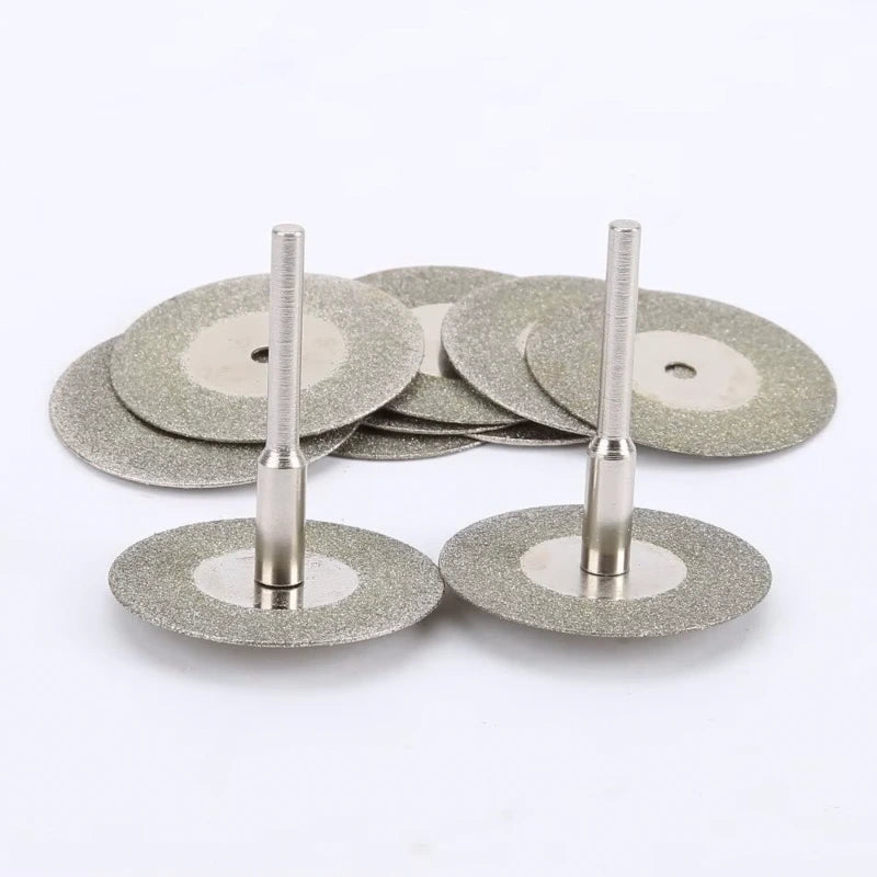 10pcs 30mm Diamond Cutting Discs Cut Off Mini Saw Blade with 2pcs Connecting 3mm Shank for Dremel Drill Fit Rotary Tool,LK-AA197
