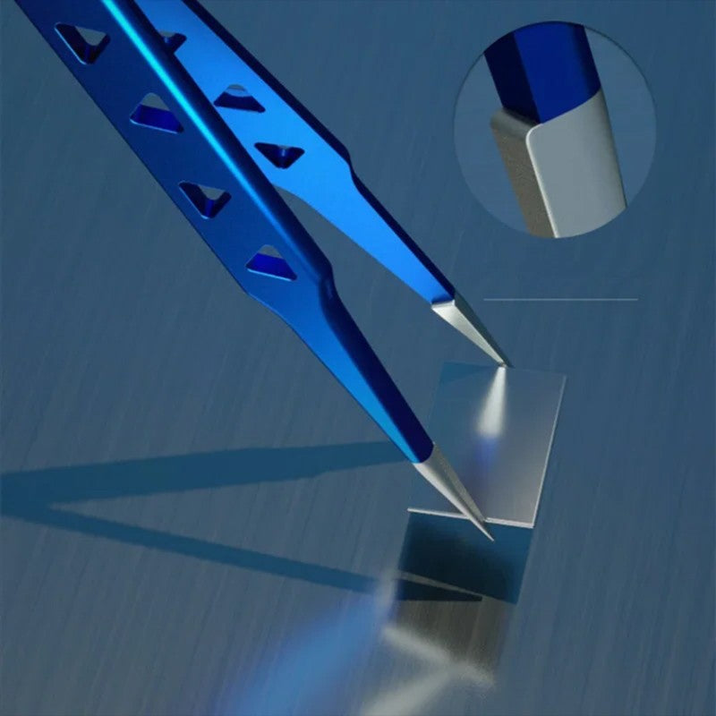 Stainless Steel Non-Magnetic High-Hardness Precision Tweezers with 8 Hollow Heat-Dissipating Design for Phone Chip Repair,LK-AA110