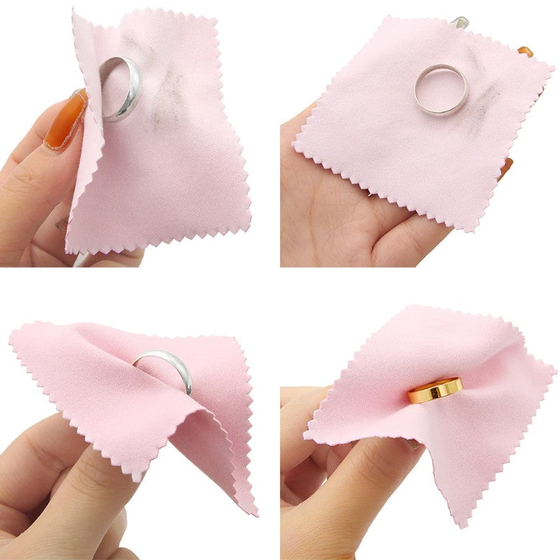 50pcs/Pack Pink Jewelry Polishing Cloth – 8cm x 8cm – Cleaning Cloth for 925 Sterling Silver,LK-AA111