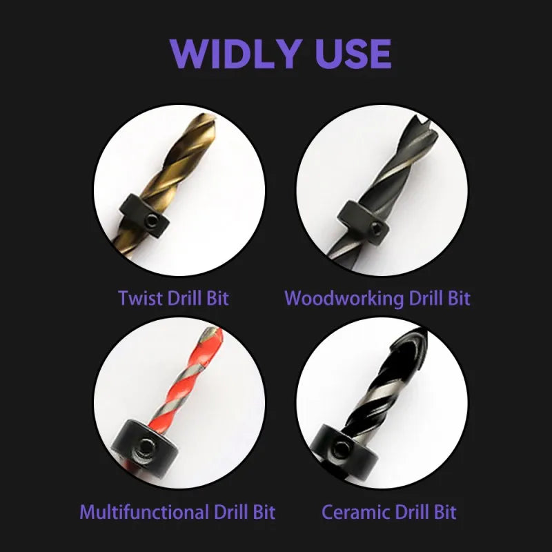 Adjustable Drill Bit Depth Stop Collar Kit with Hex Wrench and Positioning Rings,LK-AA98