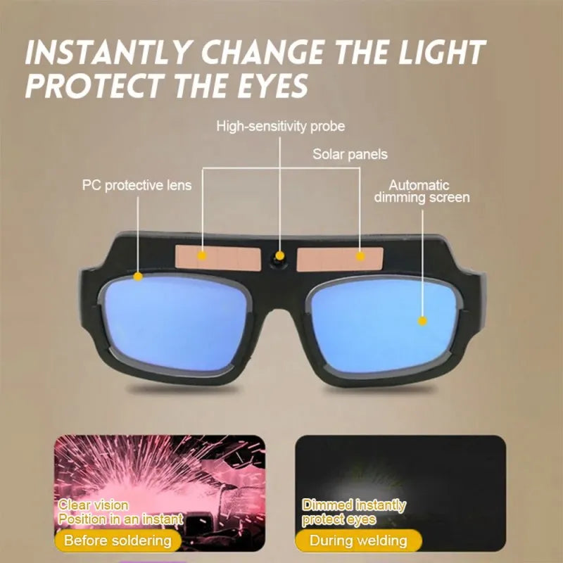 Auto-Darkening Protective Welding Glasses, Anti-Glare Goggles for Eye Safety and Argon Arc Welding, LK-AA80