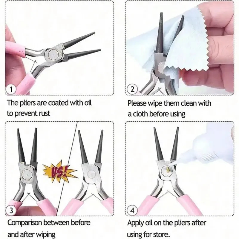 3 Piece Jewelry Pliers Set with Wire Cutters Round Nose and Flat Nose, LK-JP11