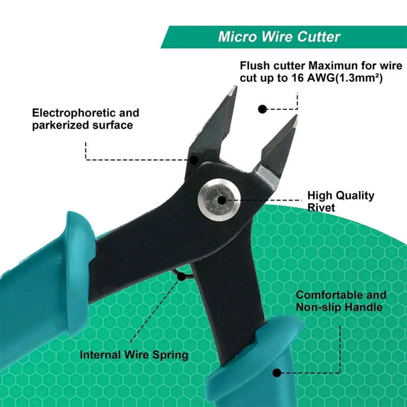 Suitable for Fine Craft Precision Micro Wire Cutter Flat Mouth Side Cutting Pliers, LK-FP12