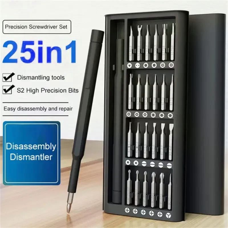 25-in-1 Screwdriver Set with Magnetic Bits – Cross Slot, Hexagonal Precision, DIY Detachable Mini Tool Box, Ideal for Smart Home, PC, and Mobile Phone Repair.LK-AA104