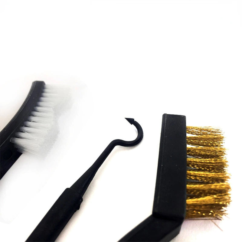 3-Piece Mini Wire Brush Set for Cleaning and Polishing – Stainless Steel, Brass, Nylon, Double-End, Metal Rust Removal Tool,LK-AA103