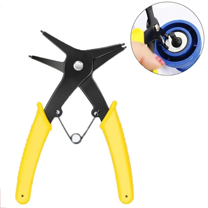 2-in-1 Internal and External Snap Ring Pliers – Spring-Loaded Dual-Purpose Tool for Mounting and Removing Circlips,LK-AA106