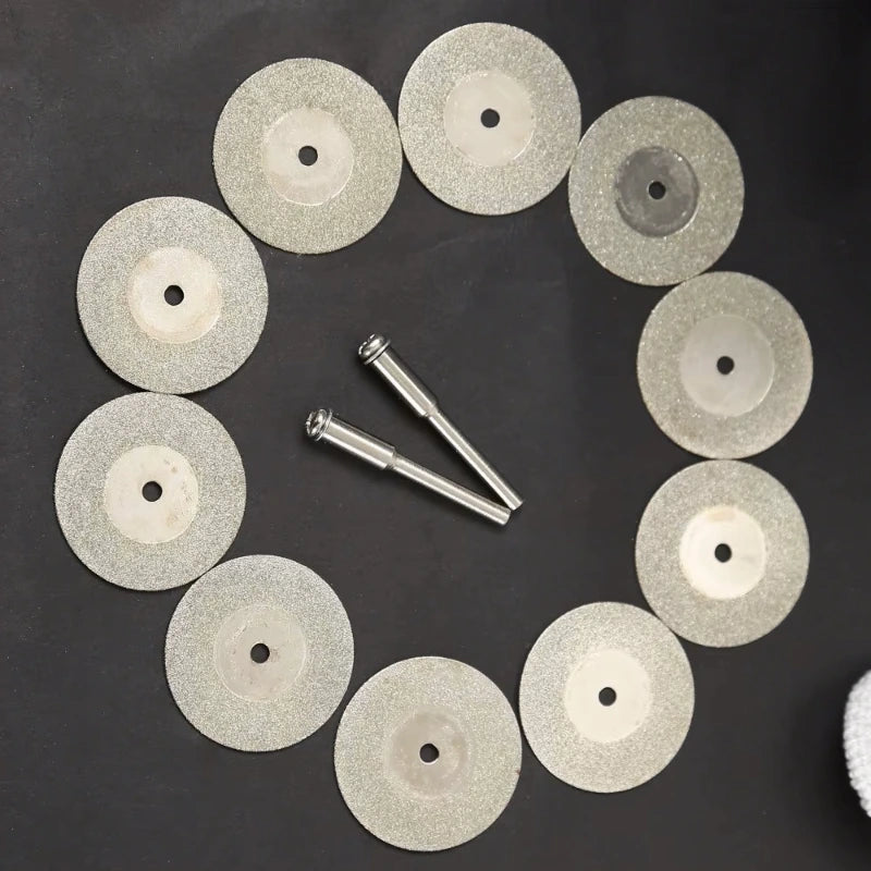 10pcs 30mm Diamond Cutting Discs Cut Off Mini Saw Blade with 2pcs Connecting 3mm Shank for Dremel Drill Fit Rotary Tool,LK-AA197