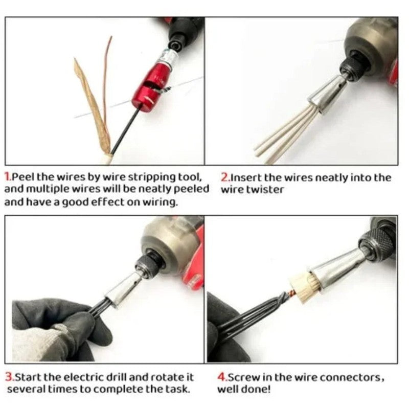 1PC Wire Twisting Tool – Quick Twist Multi-Tool for Electricians, Compatible with Power Drill Drivers, Cable Connector Twisting Device,LK-AA118