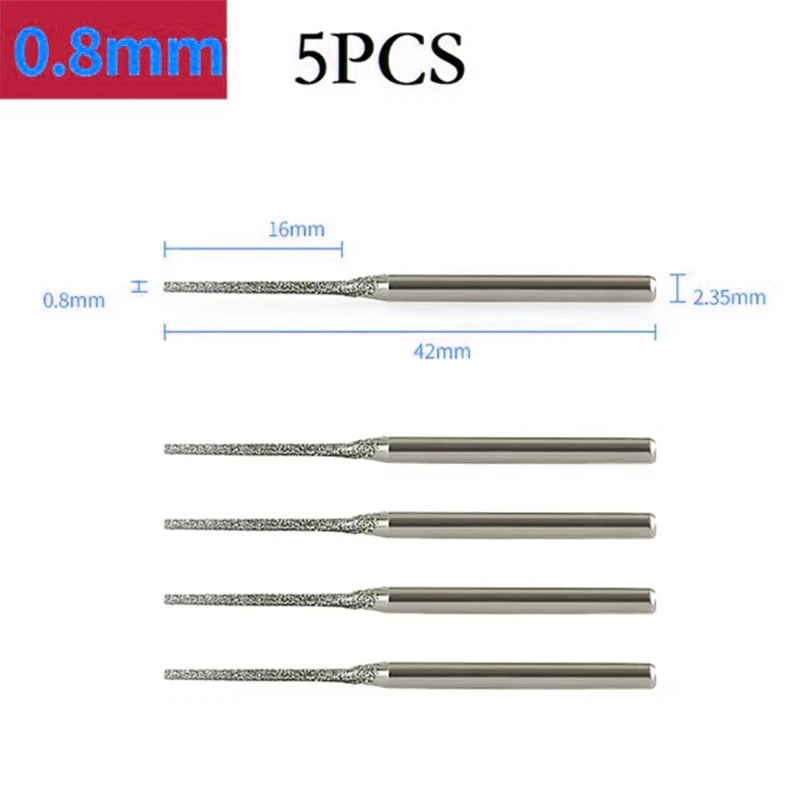 5PCS 0.8-2.5mm Diamond-Coated Drill Bits – Precision Tipped Bits for Tile, Jewelry, and Glass Drilling,LK-AA233