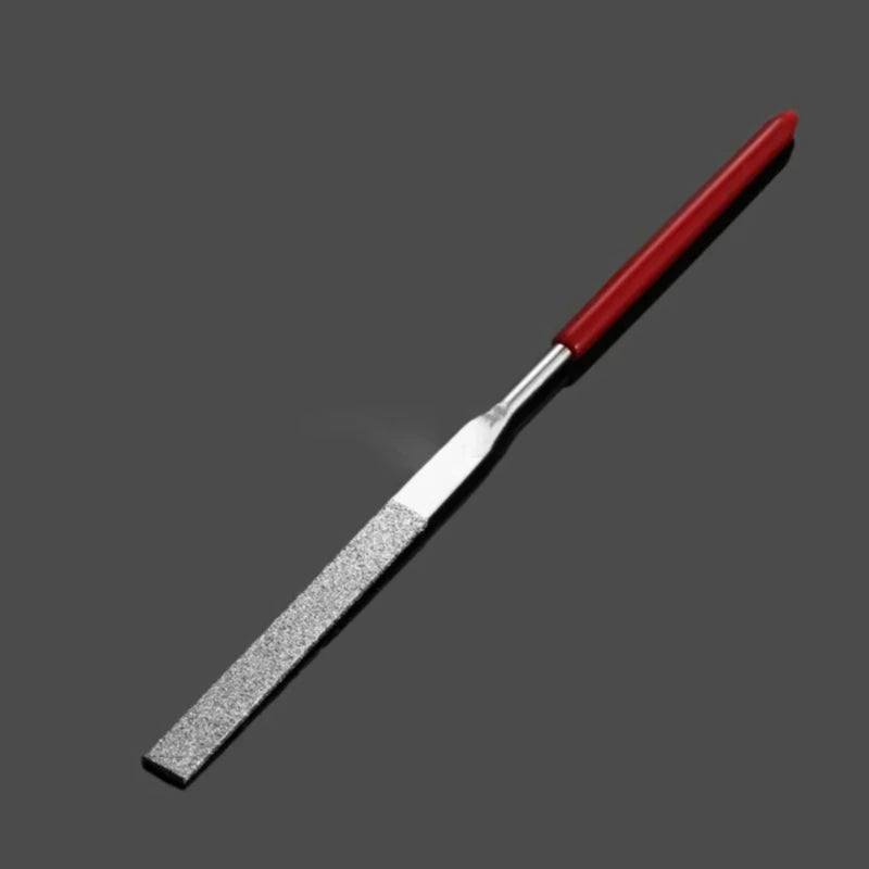 Diamond needle file, non-slip handle, red plastic handle DIY, metal gemstone, flat diamond jewelry polishing tool, needle,LK-AA185