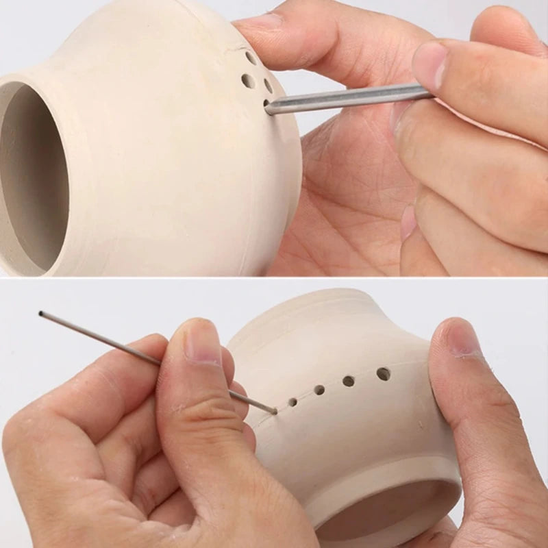 6 Pcs Pottery Stainless Steel Hole Puncher Carving Sculpture Modeling Punching Diy Ceramic Teapot Polymer Clay Tools,LK-AA173