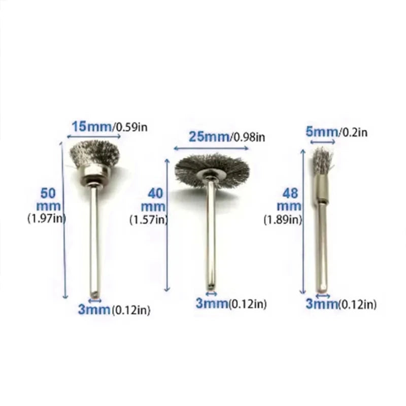 9pcs Steel Wire Brass Brush Rotary Tool Electric Dremel Drill Bit Polishing Grinding Wheel T-shaped Brush Accessories,LK-AA138