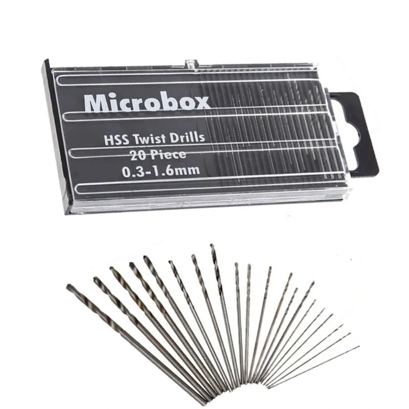 20Pcs Drill Bits For Precision Crafts Jewellery Watch Repair Model Making Hobby Work Electronics 0.3mm-1.6mm Mini HSS Spiral Dri,LK-AA154