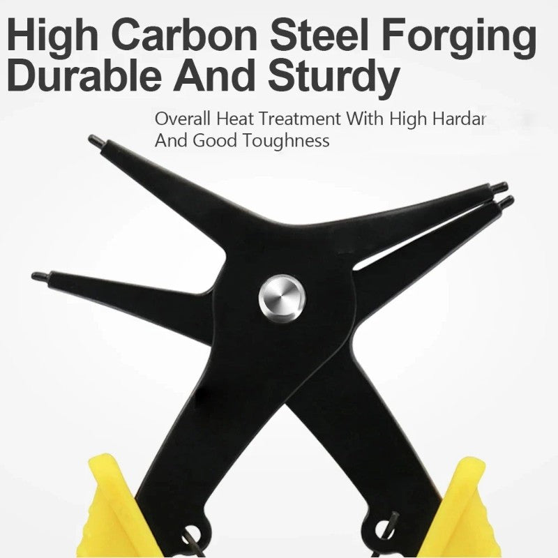 2-in-1 Internal and External Snap Ring Pliers – Spring-Loaded Dual-Purpose Tool for Mounting and Removing Circlips,LK-AA106