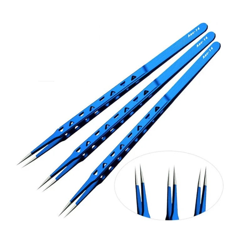Stainless Steel Non-Magnetic High-Hardness Precision Tweezers with 8 Hollow Heat-Dissipating Design for Phone Chip Repair,LK-AA110