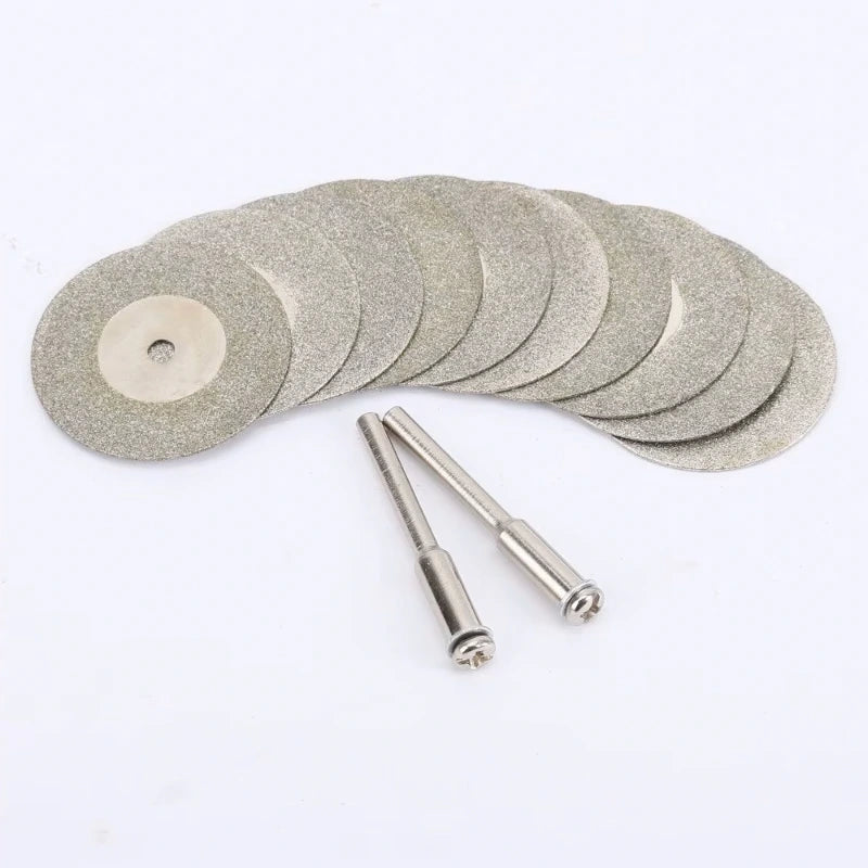10pcs 30mm Diamond Cutting Discs Cut Off Mini Saw Blade with 2pcs Connecting 3mm Shank for Dremel Drill Fit Rotary Tool,LK-AA197