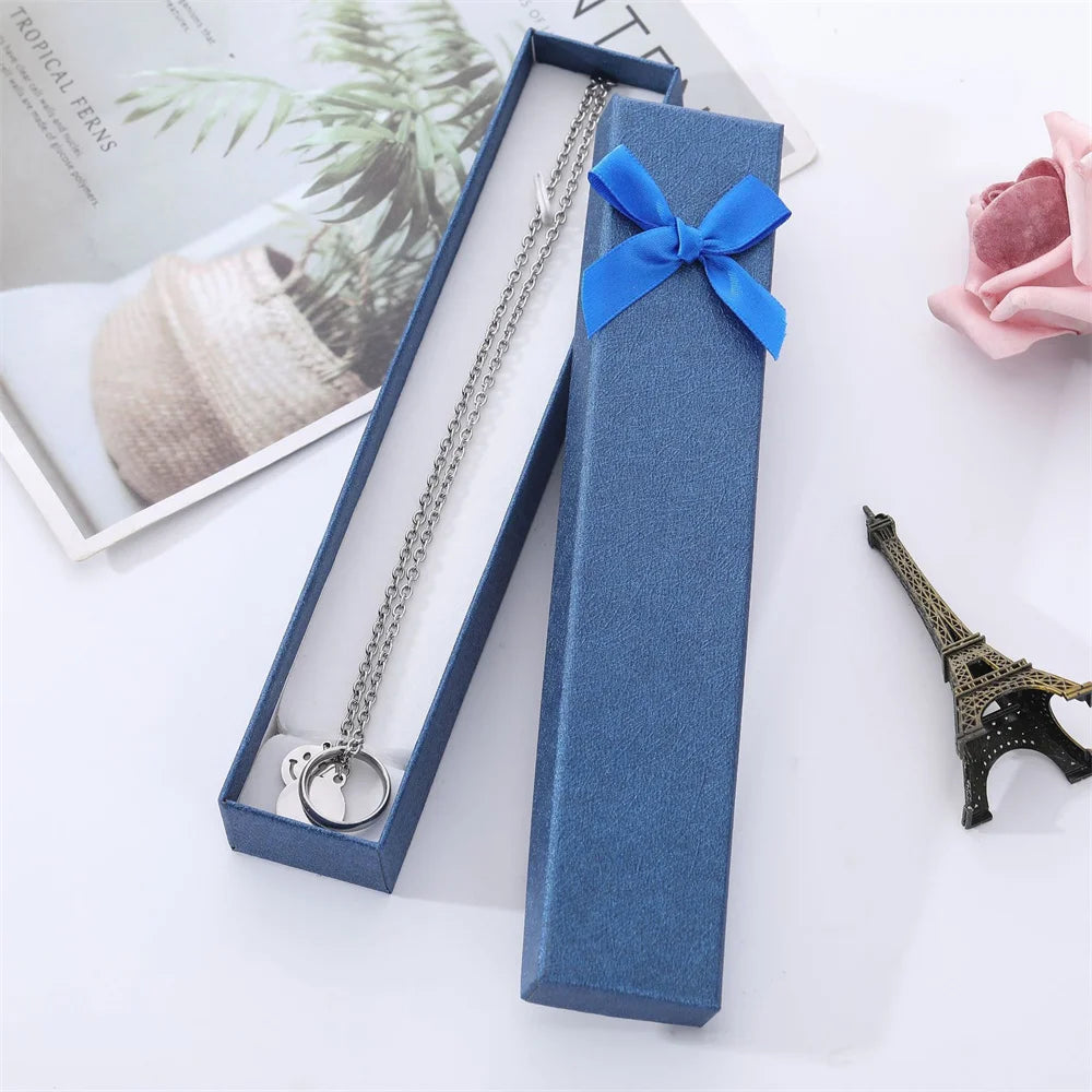 Long Jewelry Necklace Bracelets Box Storage Container Jewellery Boxes Packaging Bowknot Gift Display Case For Business Wholesale,LK-AA249