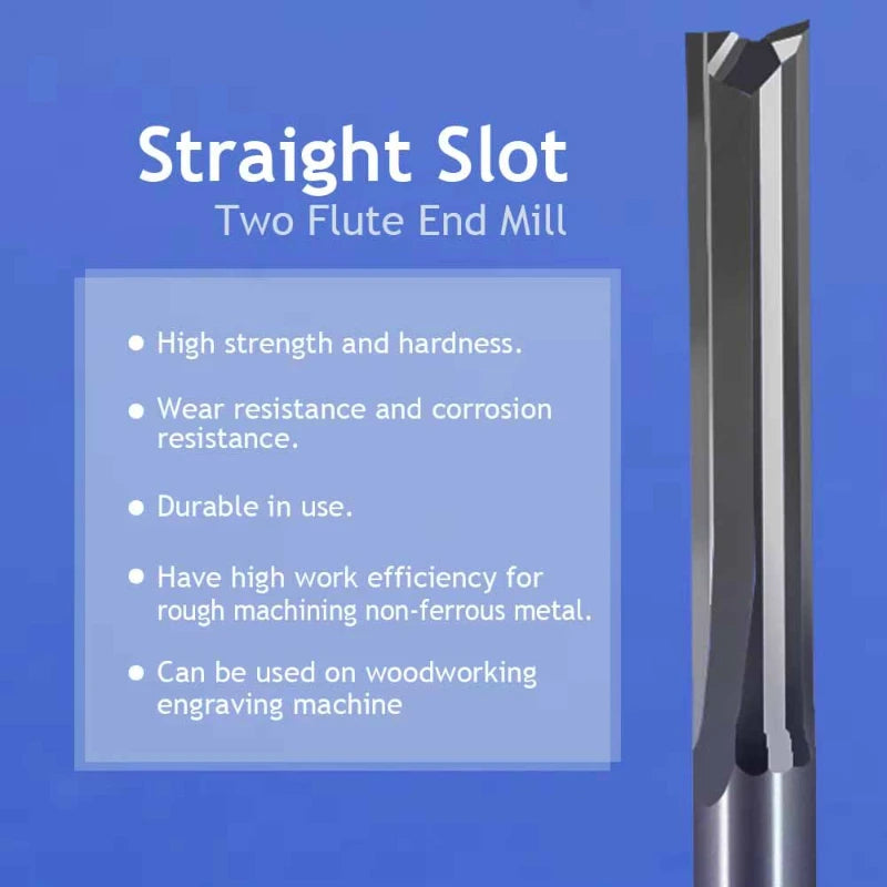 3.175mm Shank 2-Flute Straight Slot Milling Cutter – Tungsten Carbide End Mill for Hard Wood, MDF Engraving,LK-AA224