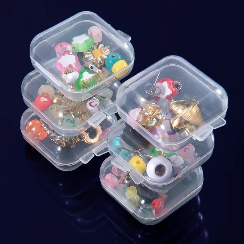 1-100pcs Mini Storage Box Transparent Square Plastic Case for Earring Ring Jewelry Packaging Portable Grocery Storage Organizer,LK-AA152