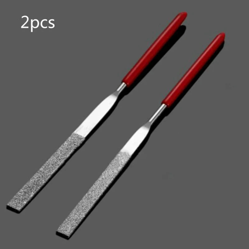 Diamond needle file, non-slip handle, red plastic handle DIY, metal gemstone, flat diamond jewelry polishing tool, needle,LK-AA185