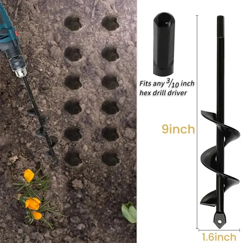 Garden Spiral Auger Drill Bit – Soil Loosening and Planting Hole Digger Tool for Gardening and Earth Drilling LK-AA379