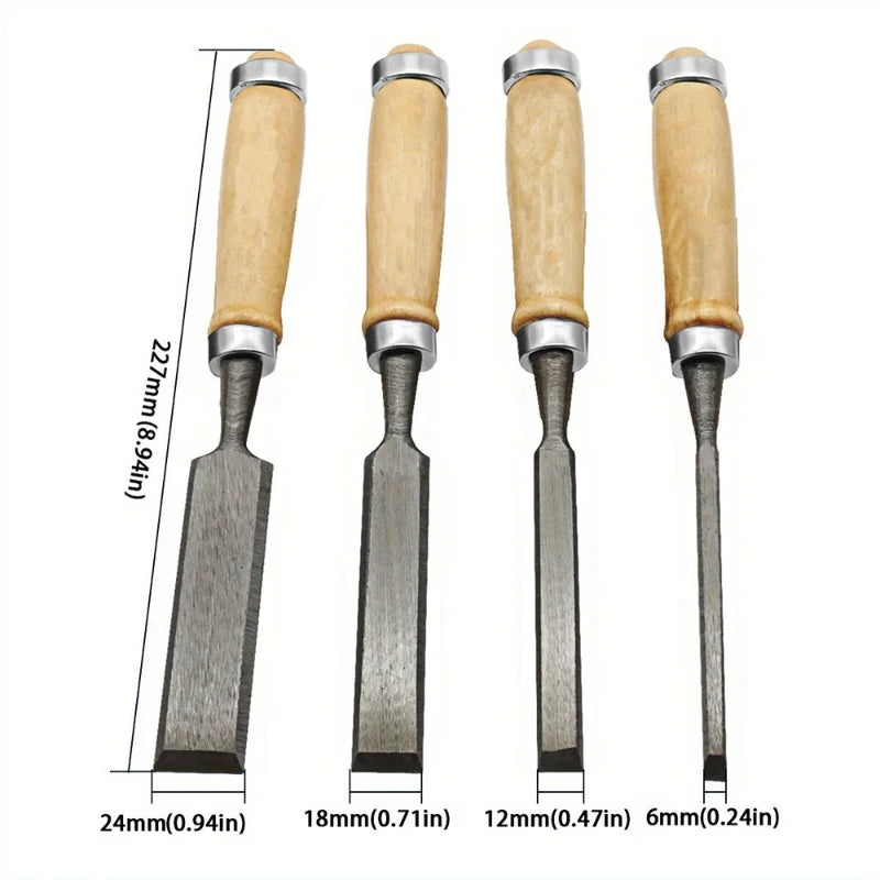 4-Piece Beveled Edge Wood Chisels-5