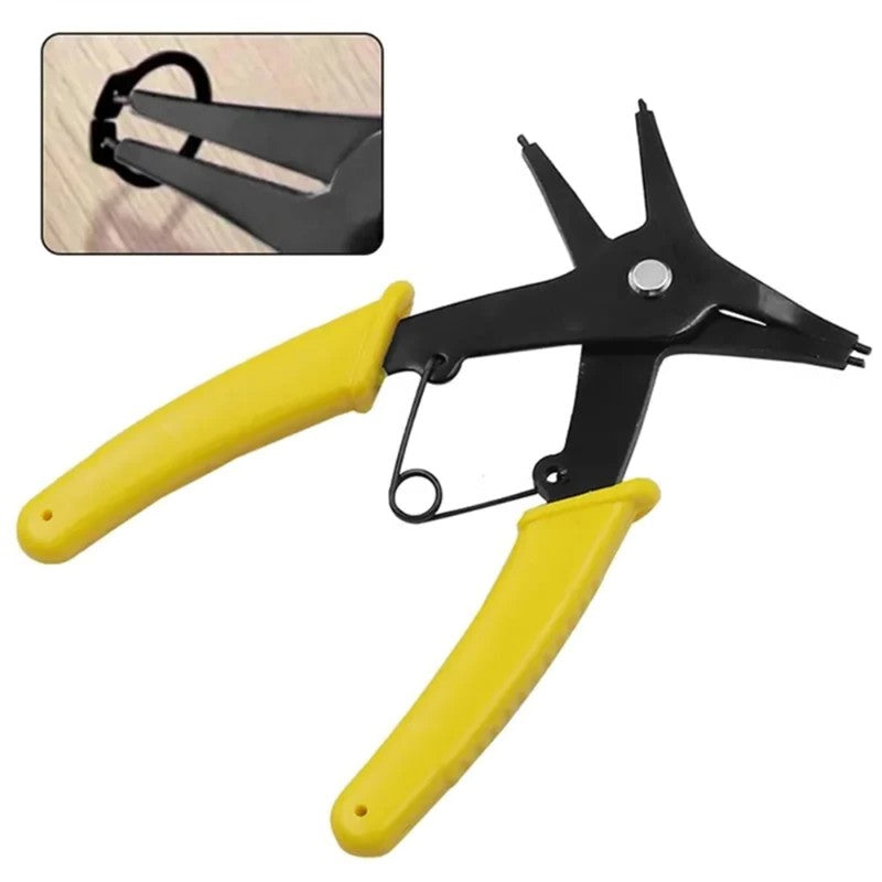 2-in-1 Internal and External Snap Ring Pliers – Spring-Loaded Dual-Purpose Tool for Mounting and Removing Circlips,LK-AA106