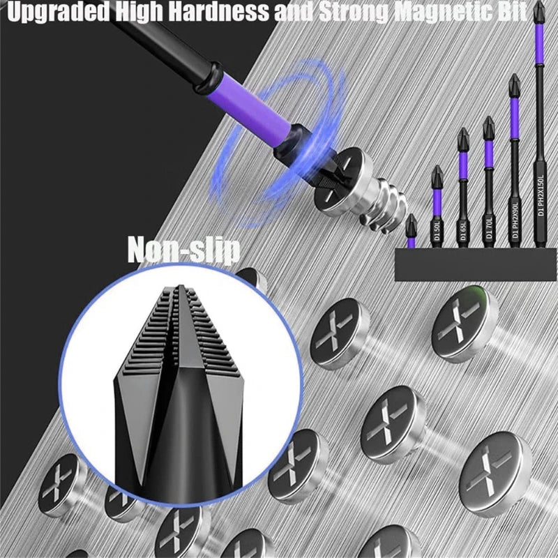 Magnetic Screwdriver Bits 12 Pcs – Non-slip Shockproof Phillips Impact Hex Shank Alloy Steel Suitable Power Tools,LK-AA242