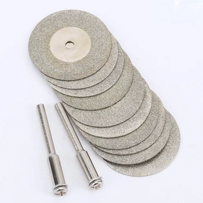 10pcs 30mm Diamond Cutting Discs Cut Off Mini Saw Blade with 2pcs Connecting 3mm Shank for Dremel Drill Fit Rotary Tool,LK-AA197