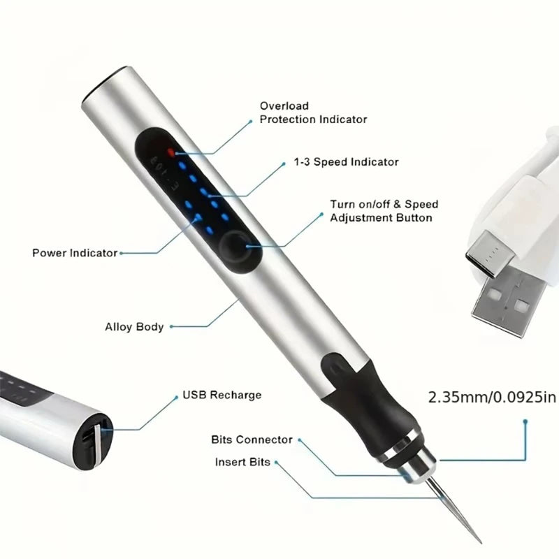 USB Cordless Rotary Tool Kit Woodworking Engraving Pen DIY For Jewelry Metal Glass Mini Wireless Drill,LK-AA214