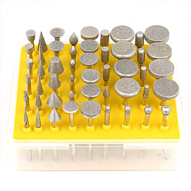 50 Pcs Diamond Grinding Heads Set – Coated Drill Bit Abrasive Burrs, 2.35mm for Polishing Jewelry, Glass, Marble,LK-AA199