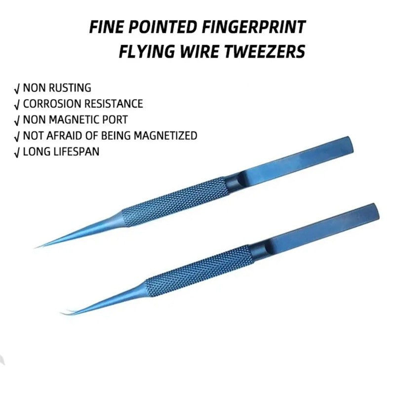 1PC Titanium Alloy Fingerprint Flying Wire Tweezers β 0.15mm Fine Tip β Curved or Straight β for Phone Repair,LK-AA112