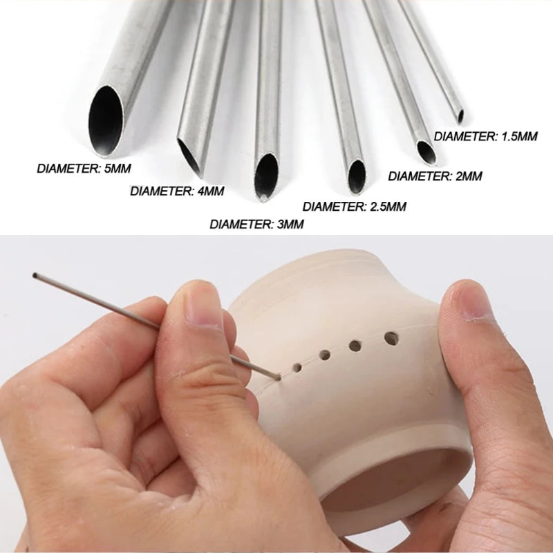6 Pcs Pottery Stainless Steel Hole Puncher Carving Sculpture Modeling Punching Diy Ceramic Teapot Polymer Clay Tools,LK-AA173